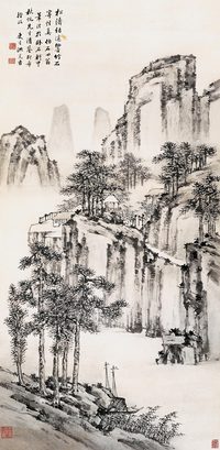洪亮吉 松林幽居 镜心