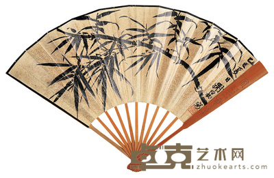 谢稚柳 墨竹图 成扇 19×51cm