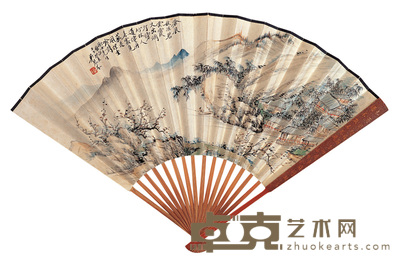 吴琴木 秋江独钓 成扇 19×50㎝