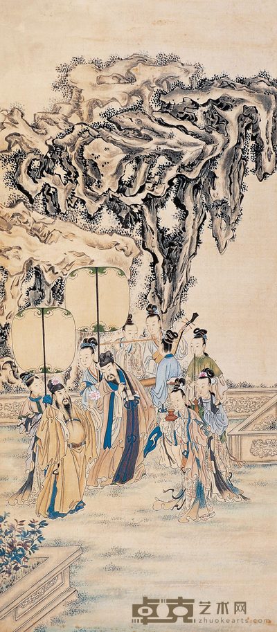 佚名 东山丝竹图 立轴 80×35cm