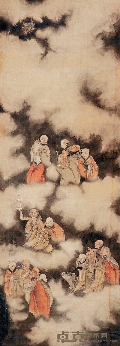 佚名 十八罗汉 立轴 132×45cm