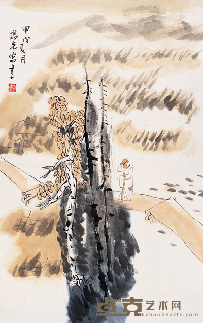 方增先 策杖秋怀 镜心 69×43cm