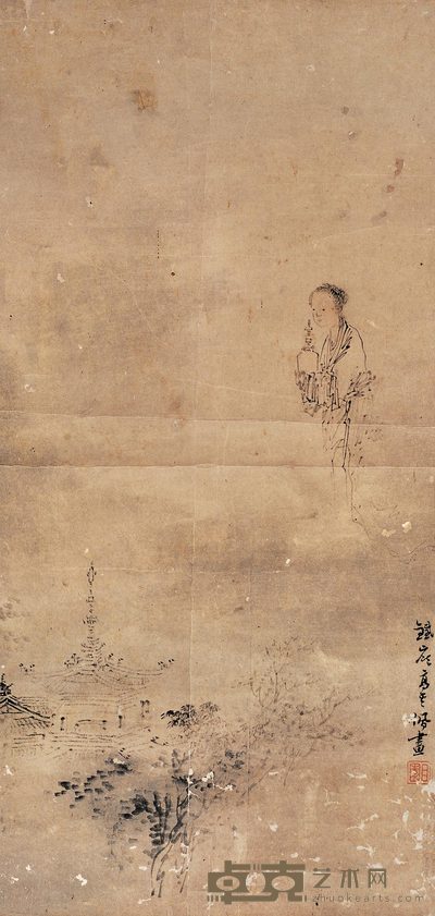 高其佩 云台浥露图 镜心 58×28cm