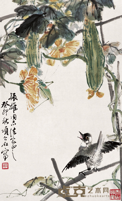 项介石 农家乐园 立轴 44×27cm