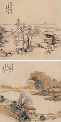 戴熙 山水集锦 册页（八开选二）