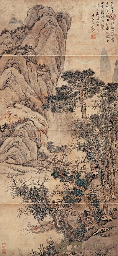 王翚（款） 山溪钓艇图 镜心 92×42cm