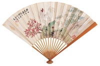 金梦石 双吉图 成扇