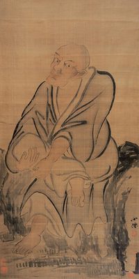 吴伟 坐岩罗汉图 立轴