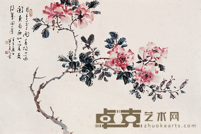 陈半丁 月季花 镜心 48×72cm