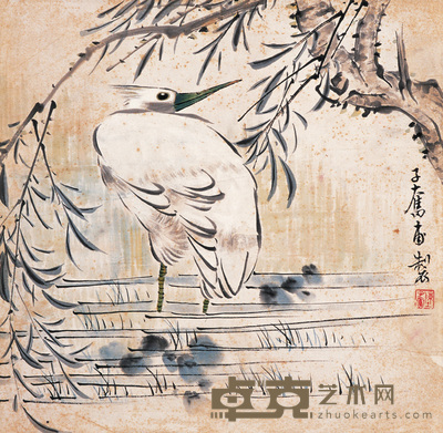 陈子奋 白鹭 镜心 32×33cm
