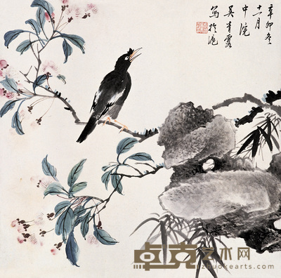 吴青霞 花鸟 镜心 33×34cm