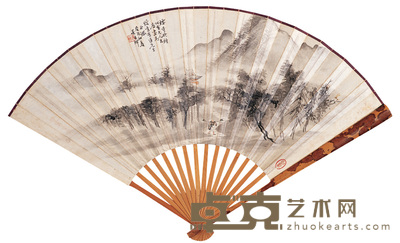 吴清辉 烟寺晚钟 成扇 18×51cm