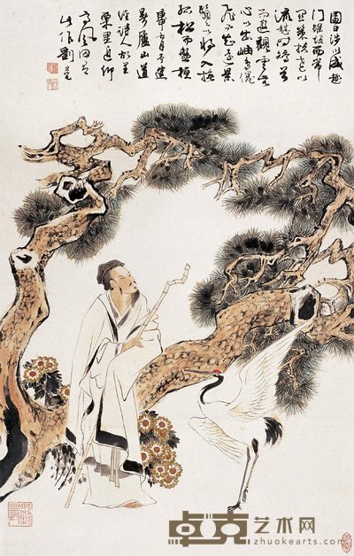刘旦宅 松下高士 立轴 76×48cm