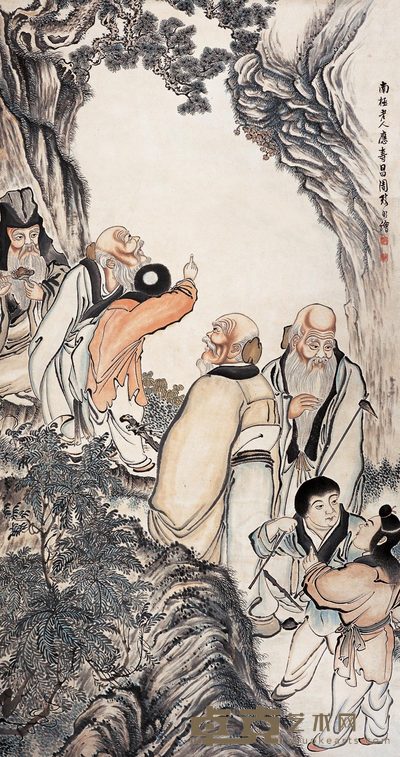 周彬 寿星翁 立轴 143×76cm