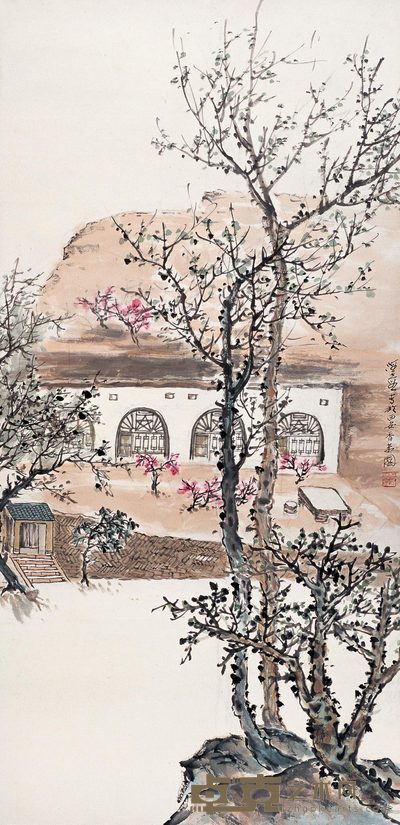 何海霞 春到陕北图 立轴 86.5×42.5cm