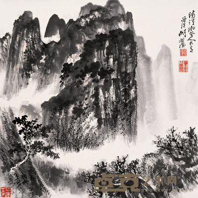 胡若思 苍山雾霭 立轴 59×60cm