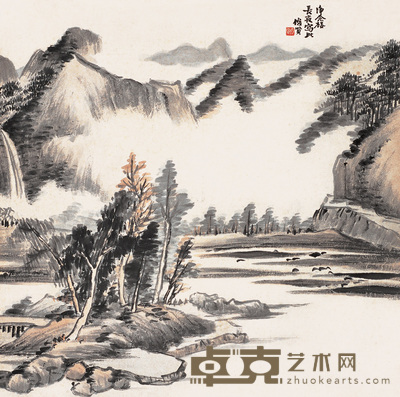 萧俊贤 烟山秋景 立轴 49×48cm