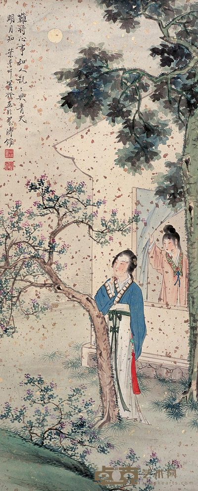 叶曼叔 月夜相思 立轴 58×24cm