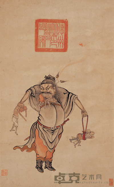佚名 钟馗捉鬼 立轴 43×26cm