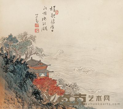 溥儒 楼观沧海 镜心 30×33cm