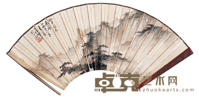 应野平 云海松涛 成扇 19×50cm
