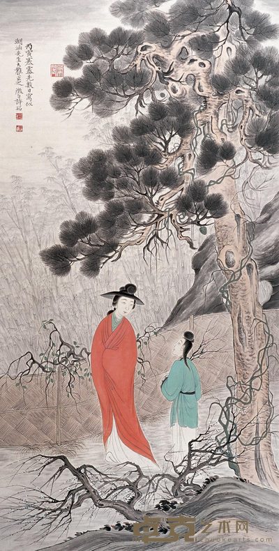 许昭 雪山探梅图 立轴 136×69cm