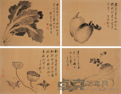 张熊 花鸟 册页（八开选四） 25.5×33cm×8