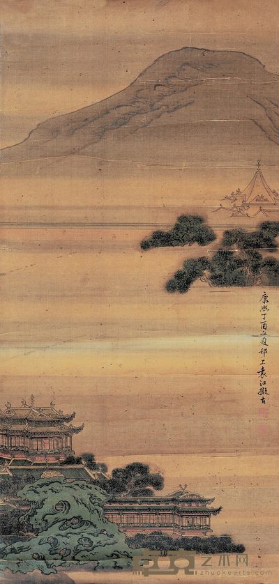 袁江 松江楼阁图 镜心 88×42cm