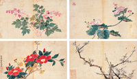 马荃 没骨花卉 册页（十二开选四）