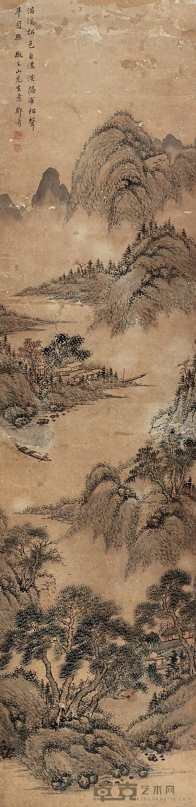邓涛 泛舟访胜 立轴 146×35cm