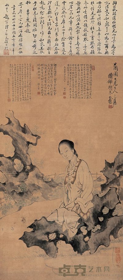 胡术 仕女 立轴 72.5×40.5cm