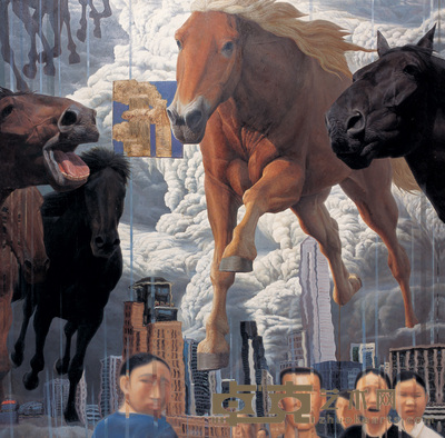 周琮凯 2001年作 都市恐慌 150×150cm