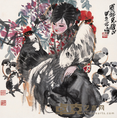 林墉 甲子（1984）年作 大吉图 镜心 67.5×68.5cm