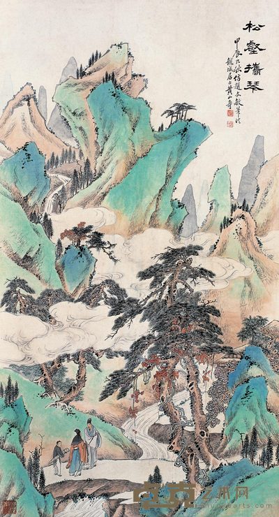 黄山寿 甲辰（1904）年作 松壑携琴 立轴 175×95cm