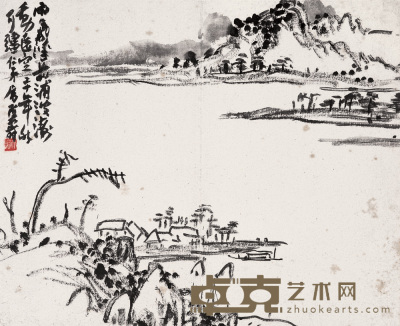 潘天寿 1931年作 山水 镜心 28×34.5cm