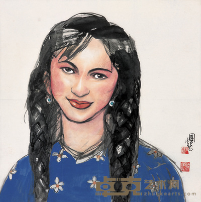史国良 少女 立轴 67×66.5cm
