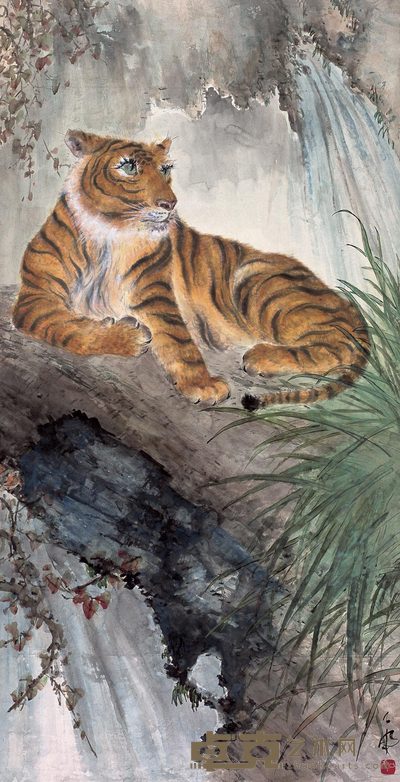 吴公虎 虎 立轴 128×65cm