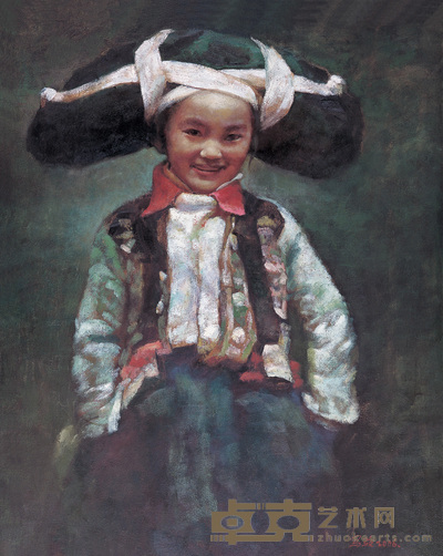 马骏 2006年作 童趣—苗女 100×80cm