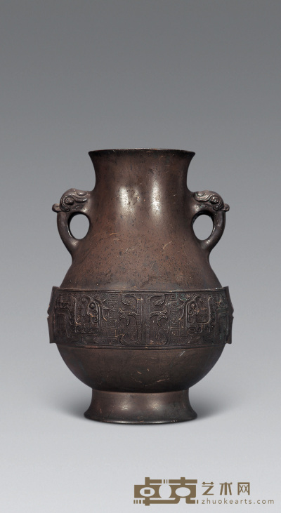 清中期 铜龙纹双耳瓶 12×30cm
