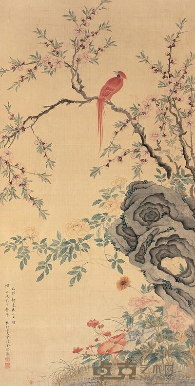 金礼瀛 花鸟 立轴 106.5×53.5cm