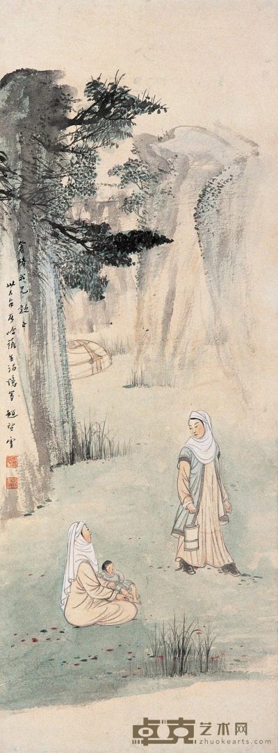 赵望云 1947年作 人物 镜心 107×39.5cm