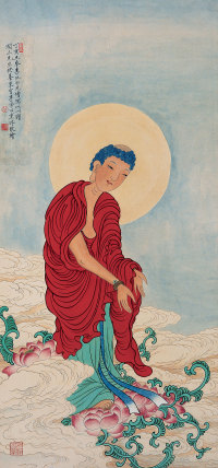 李凤公 丁亥（1947）年作 佛像 立轴