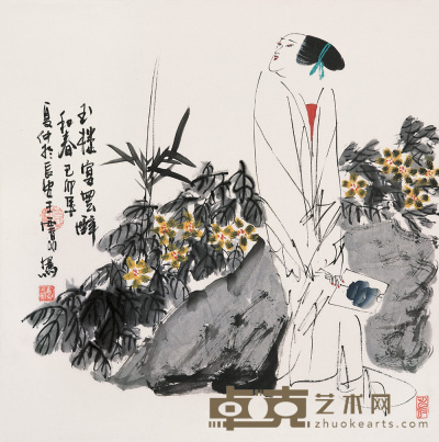 王西京 己卯（1999）年作 玉楼宴罢醉和春 镜心 69×68cm