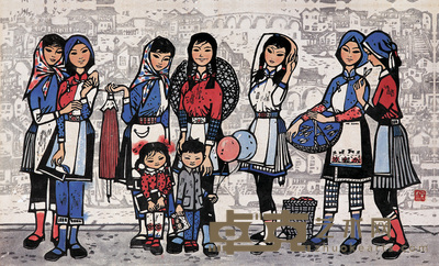 杨明义 姐妹们 31.5×50cm