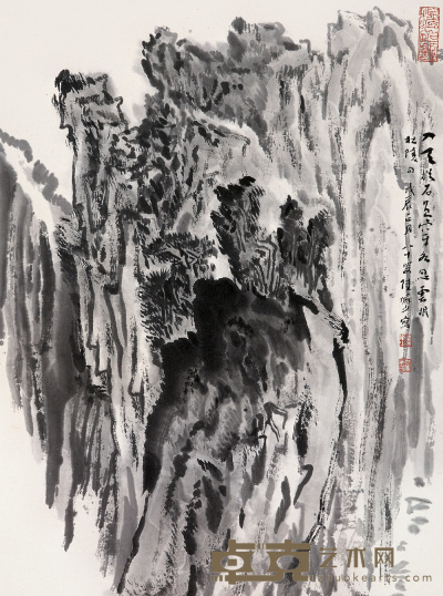 陆俨少 戊辰（1988）年作 山水 立轴 44.5×33.5cm