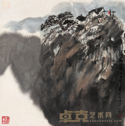 赵准旺 庚申（1980）年作 山水 立轴 65.5×65cm