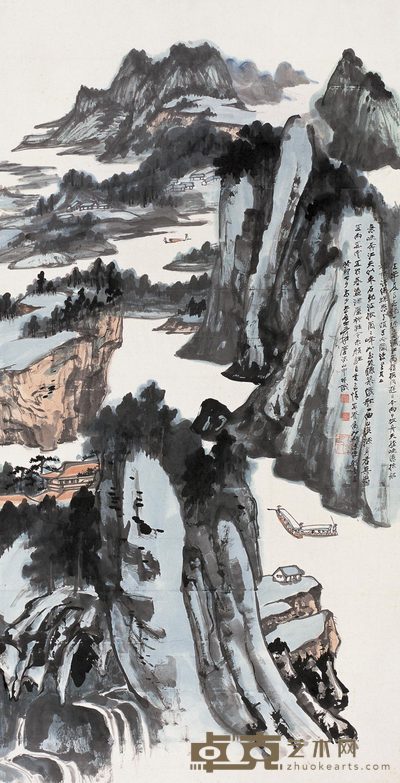 张大千 癸卯（1963）年作 山水 立轴 135×68cm