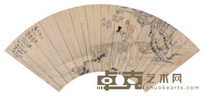 钱慧安 丙戌（1886）年作 唐人诗意 镜心 17×49cm