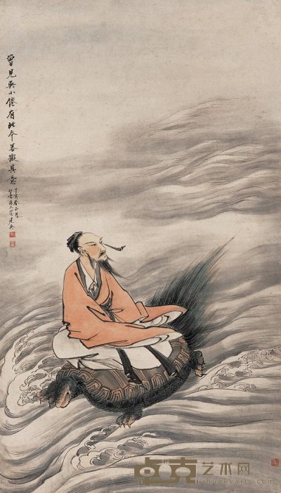 冯建吴 丁亥（1947）年作 人物 立轴 102.5×59cm