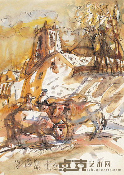 罗中立 围周岛 37×26cm